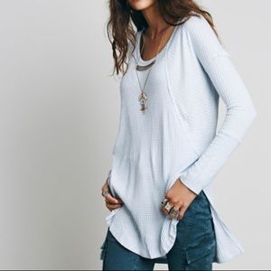 Free people light blue waffle knit thermal tunic